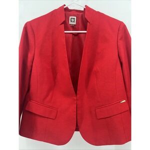 Anne Klein Office Siren Knit Sweater Blazer Jacket Women Sz M Minimalist Retro